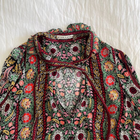 Alice + Olivia REILLY RUFFLE COLLAR BLOUSE (sz S) - Picture 4 of 10